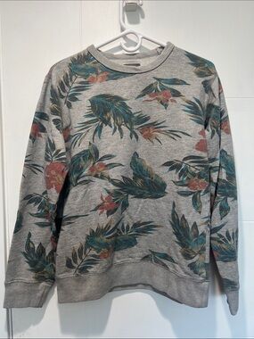 Men’s Bonobos Gray Tropical Print Crewneck Sweatshirt